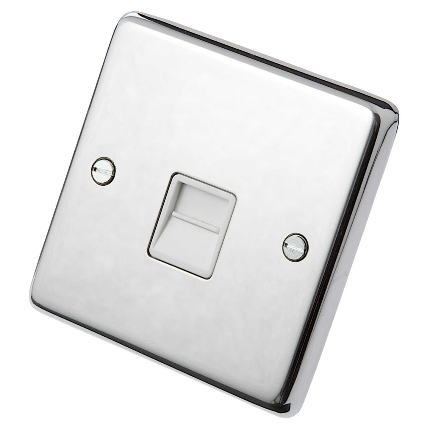 Eurolite 1 Gang Master Telephone Socket White Insert Polished Stainless Steel
