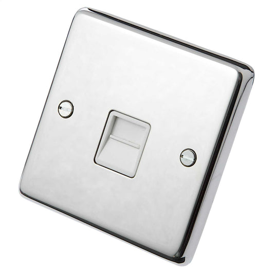 Eurolite 1 Gang Master Telephone Socket White Insert Polished Stainless Steel