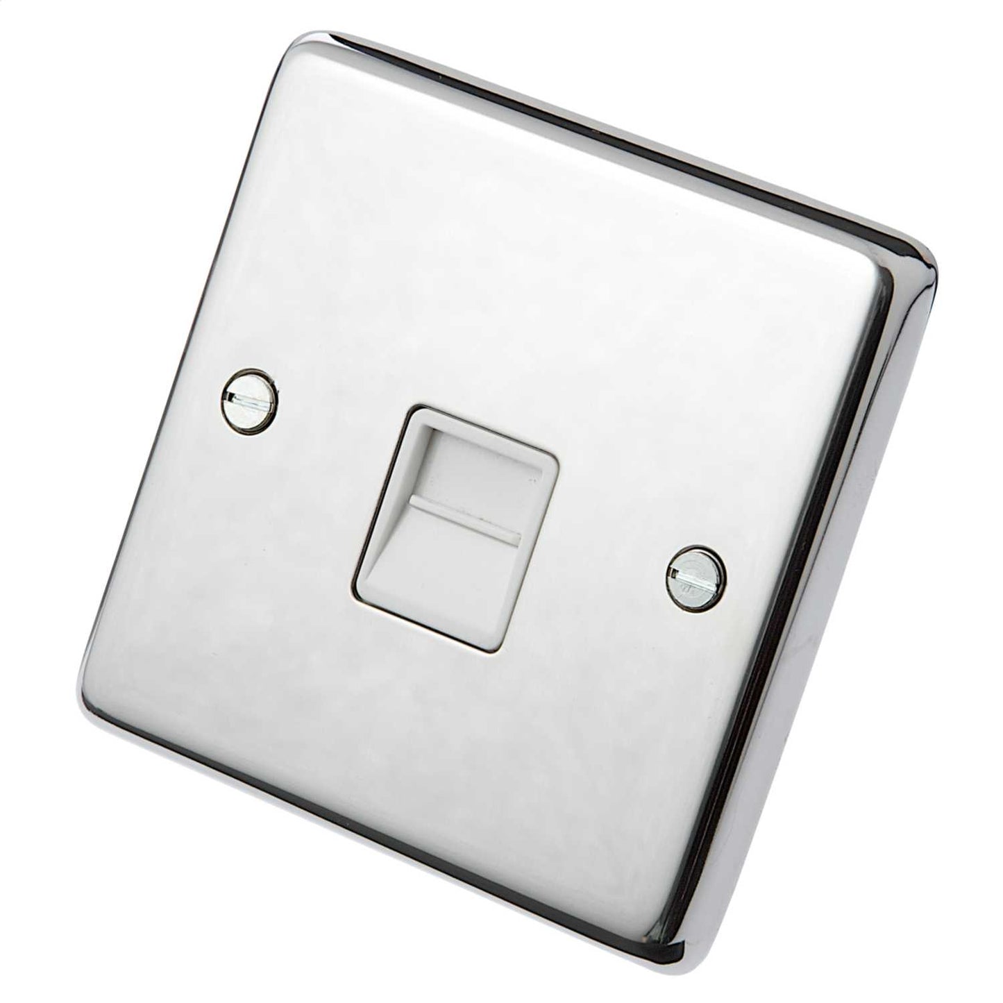 Eurolite 1 Gang Secondary Telephone Socket White Insert Polished Stainless Steel