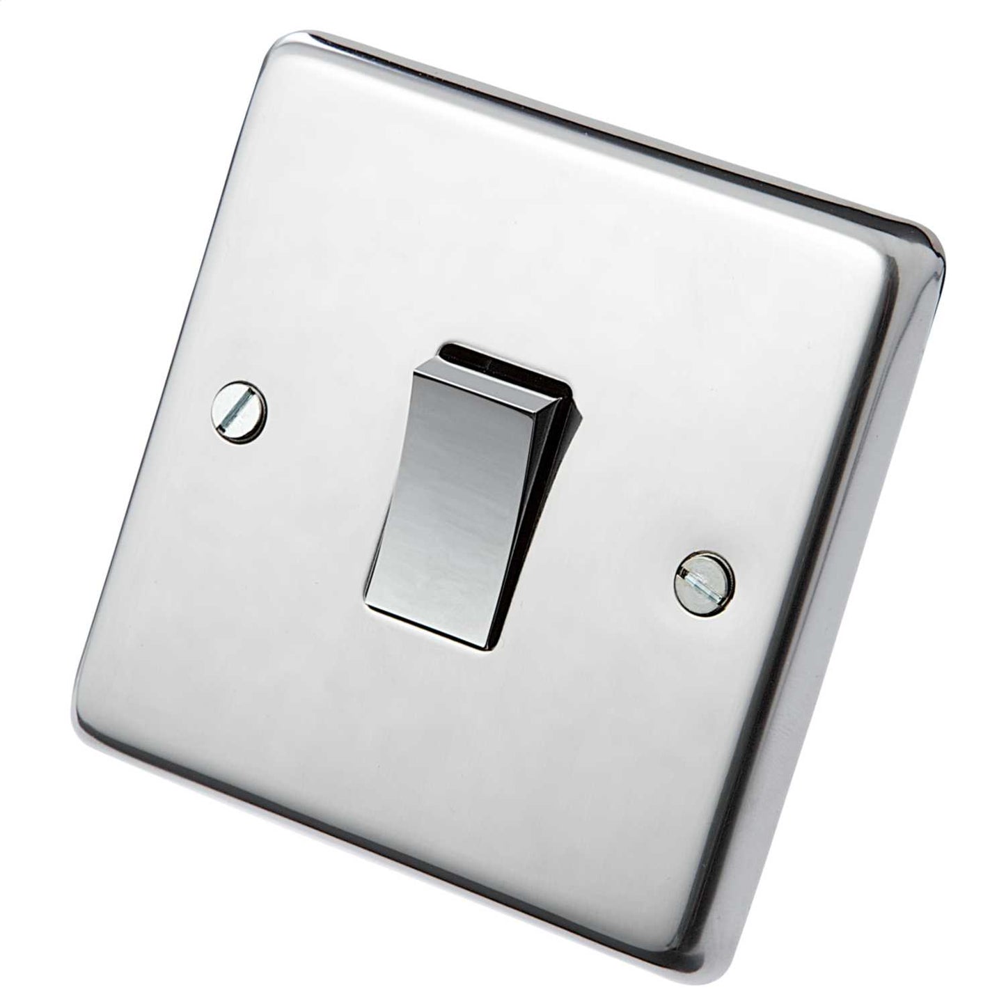 Eurolite 10A 1 Gang 2 Way Light Switch Polished Stainless Steel