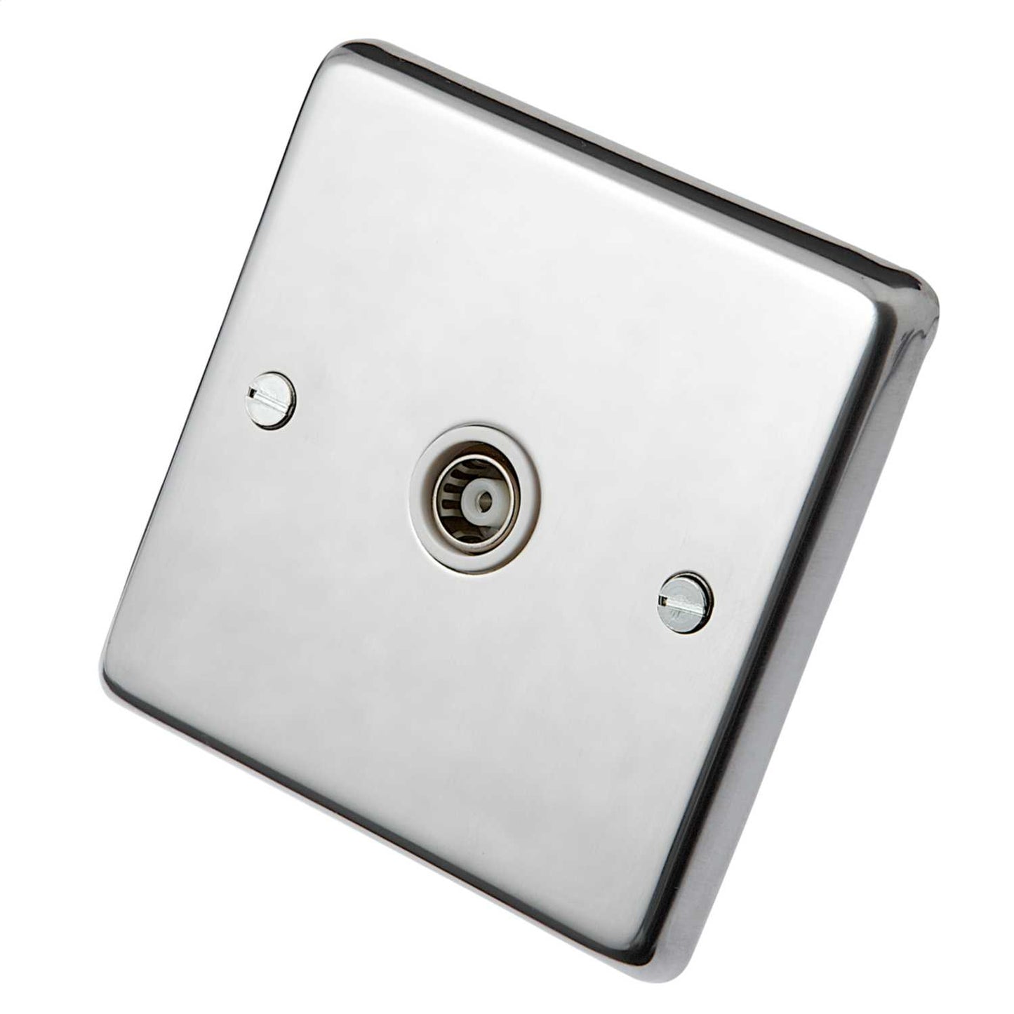 Eurolite 1 Gang Coaxial Socket White Insert Polished Stainless Steel