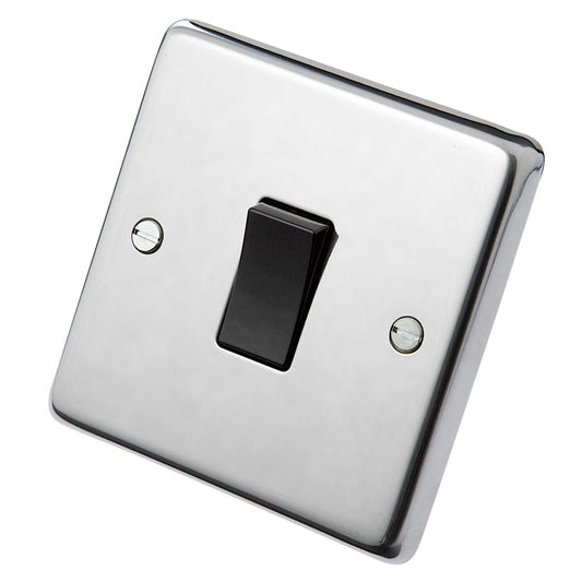 Eurolite 20A DP Switch Black Insert Polished Stainless Steel