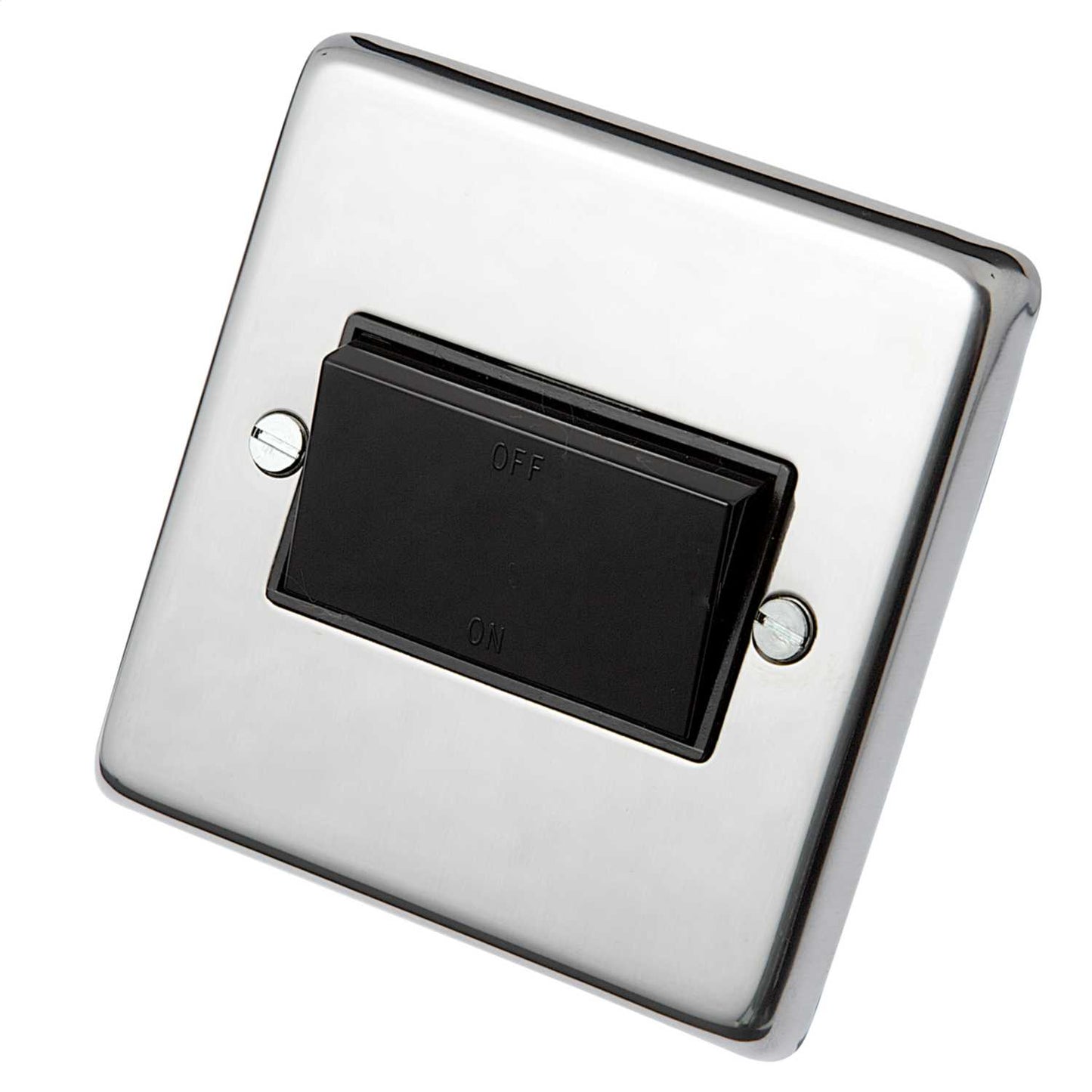 Eurolite 10A Triple Pole Fan Isolator Black Insert Polished Stainless Steel