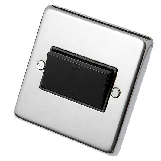 Eurolite 10A Triple Pole Fan Isolator Black Insert Polished Stainless Steel