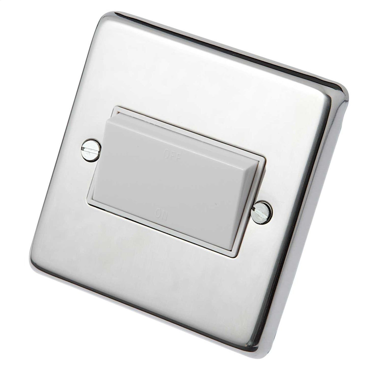 Eurolite 10A Triple Pole Fan Isolator White Insert Polished Stainless Steel