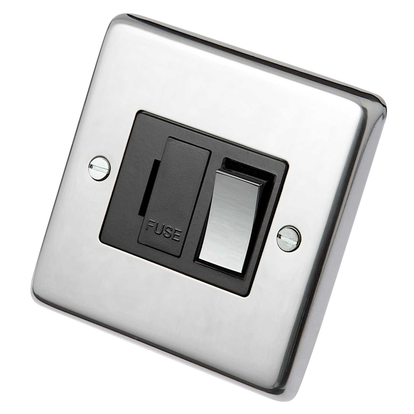Eurolite 13A DP Switched Fused Spur Metal / Black Insert Polished Stainless Steel