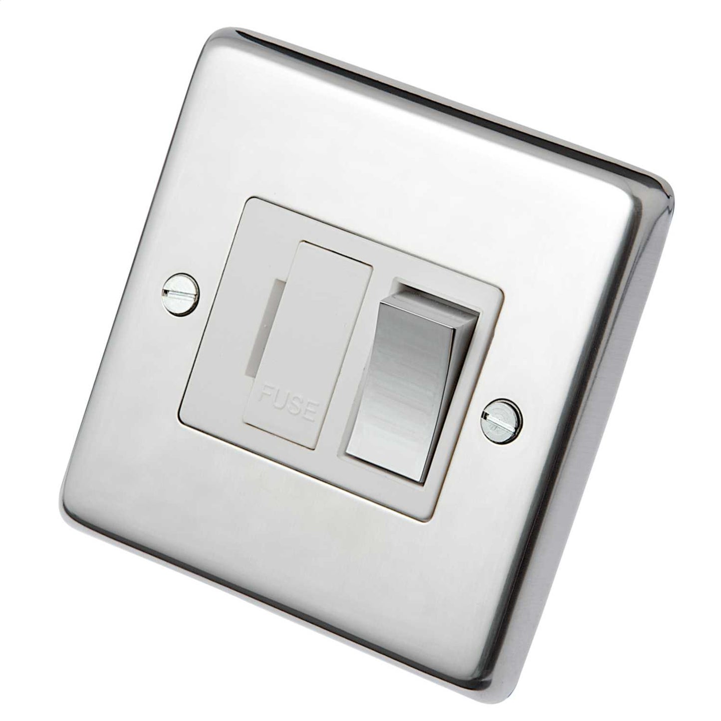 Eurolite 13A DP Switched Fused Spur Metal / White Insert Polished Stainless Steel