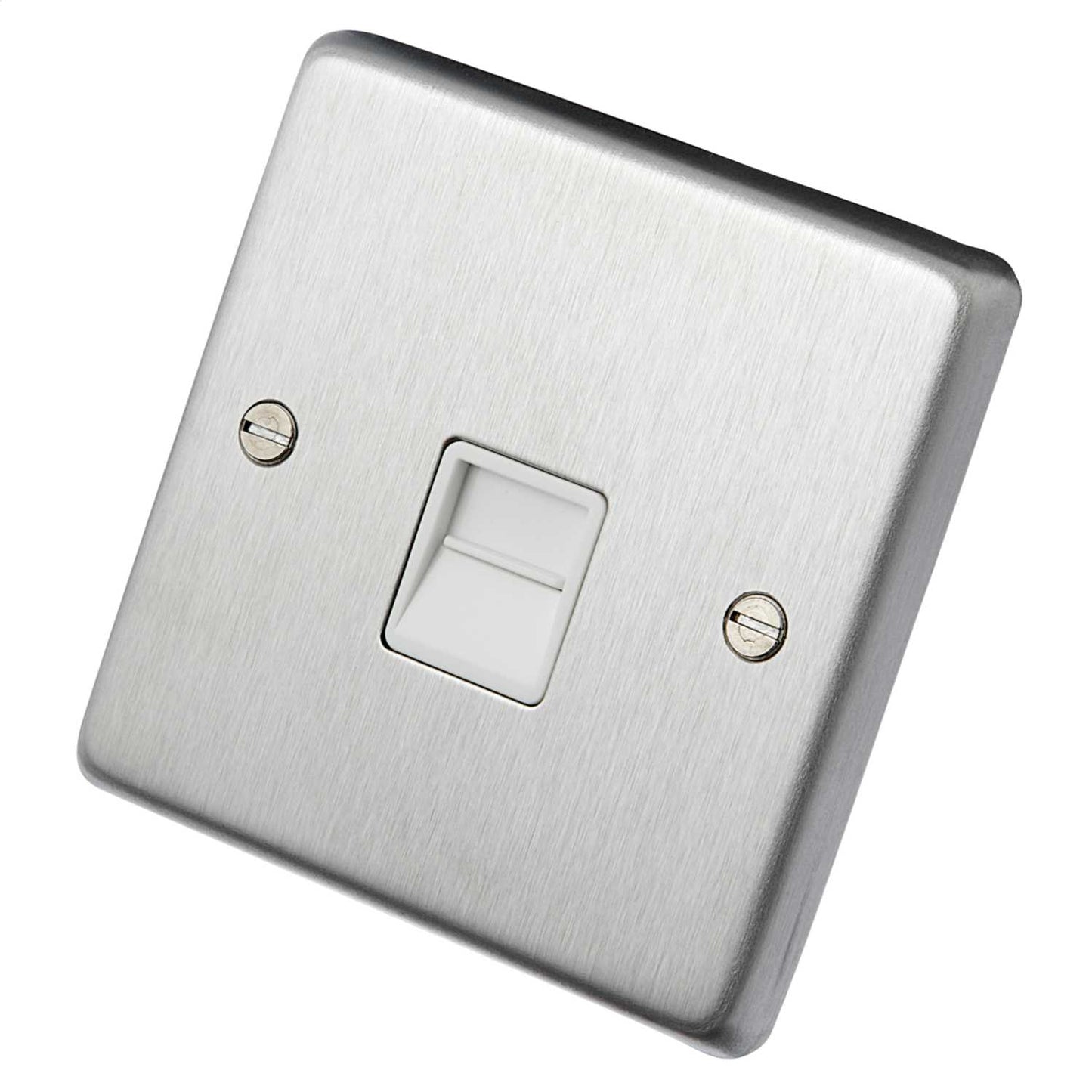 Eurolite 1 Gang Master Telephone Socket White Insert Satin Stainless Steel