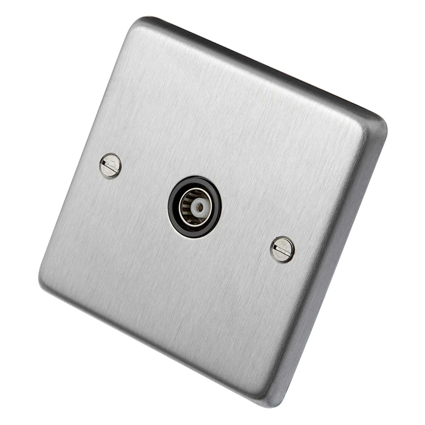 Eurolite 1 Gang Coaxial Outlet Black Insert Satin Stainless Steel