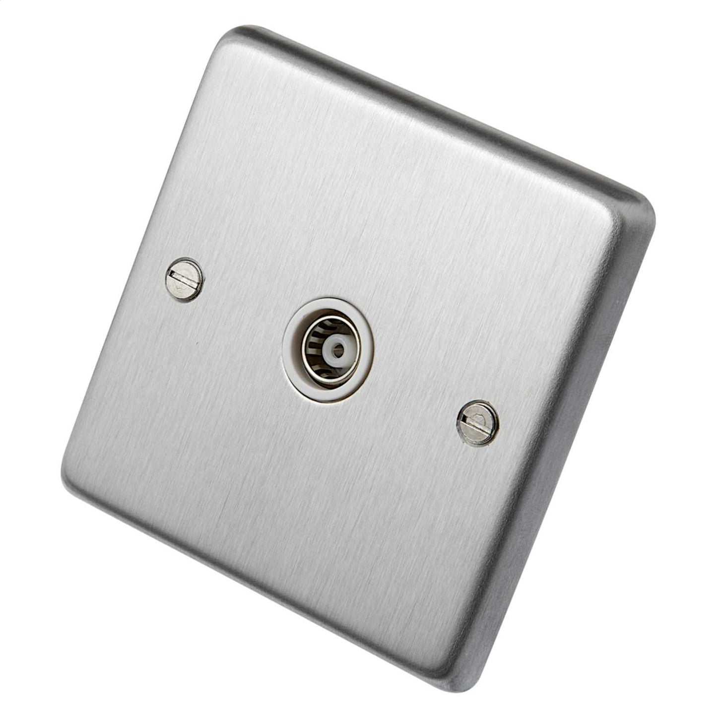 Eurolite 1 Gang Coaxial Outlet White Insert Satin Stainless Steel