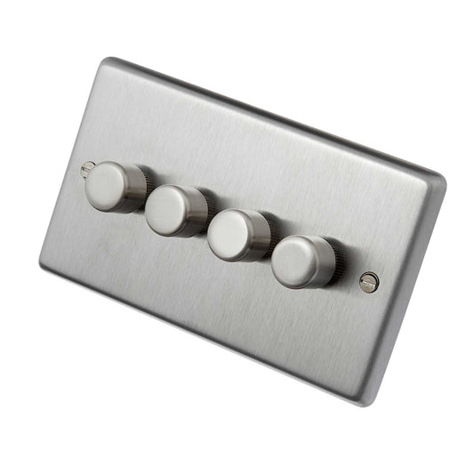 Eurolite 400W 4 Gang Dimmer Switch Satin Stainless Steel