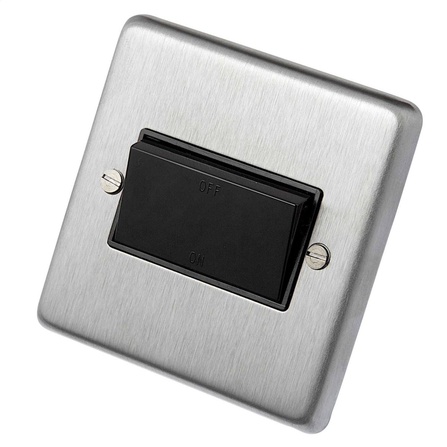 Eurolite 6A Triple Pole Fan Isolator Switch Black Insert Satin Stainless Steel