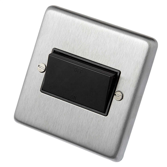 Eurolite 6A Triple Pole Fan Isolator Switch Black Insert Satin Stainless Steel