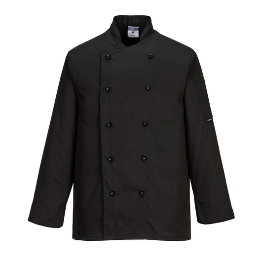 Somerset Chefs Jacket L/S, L, R, Black