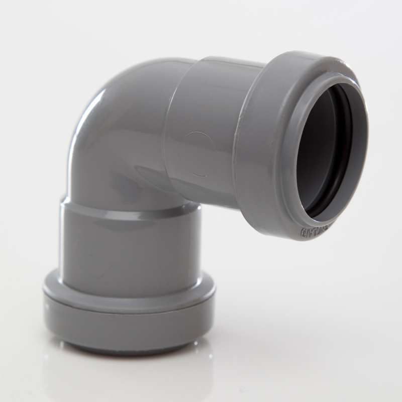 POLYPIPE PUSHFIT WASTE KNUCKLE BEND 32mm x 90deg WP15G GREY