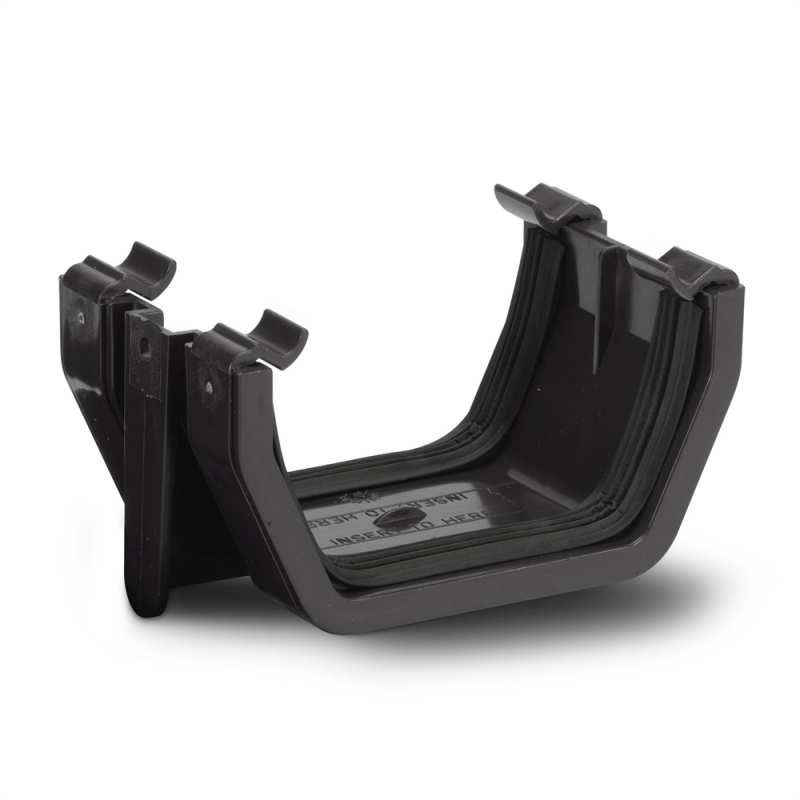 POLYPIPE RAINWATER SQUARE GUTTER UNION BRACKET 112mm RS202B BLACK