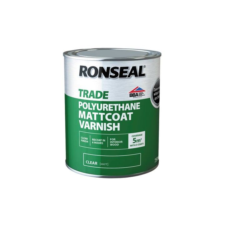 RONSEAL TRADE POLYURETHANE HARDGLAZE 750ml MATTCOAT CLEAR 38562