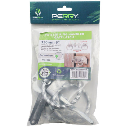 150mm 6" No 1137 GALV TWIST RING GATE LATCH PREPACKED 1137PP0150GV