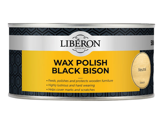 LIBERON BLACK BISON WAX POLISH PASTE 500ml NEUTRAL LIBBPWN500N
