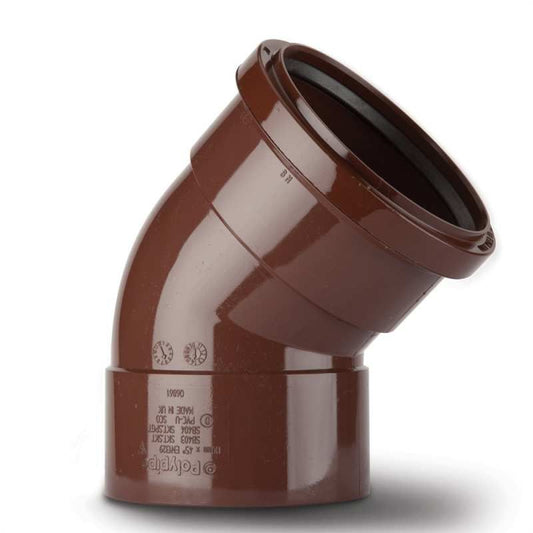 POLYPIPE OFFSET BEND DOUBLE SOCKET 110mm x 135deg BROWN SB403BR
