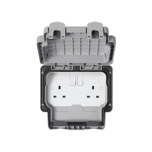 WEW 2-GANG SWITCHED SOCKET 13a GREY K56482GRY