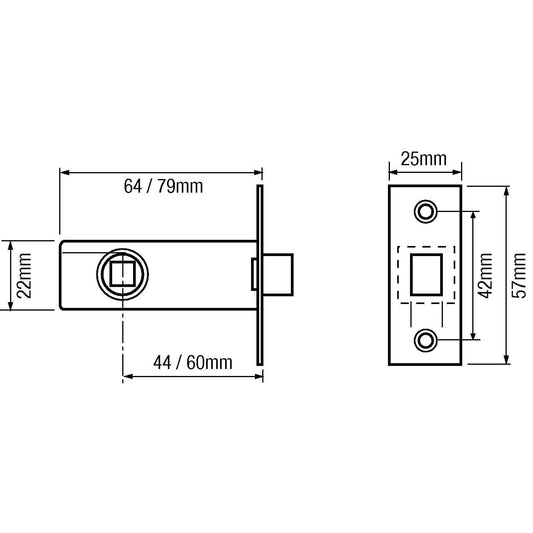 LEGGE 79mm TUBULAR MORTICE LATCH B3722NP