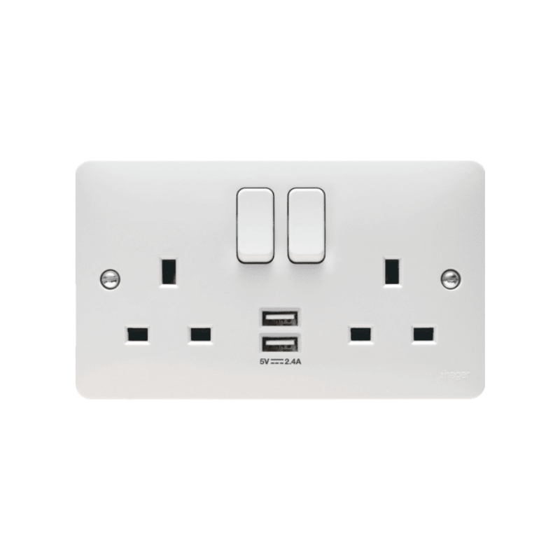 HAGER WMSS82USB 2G USB SOCKET 2.4A WHITE