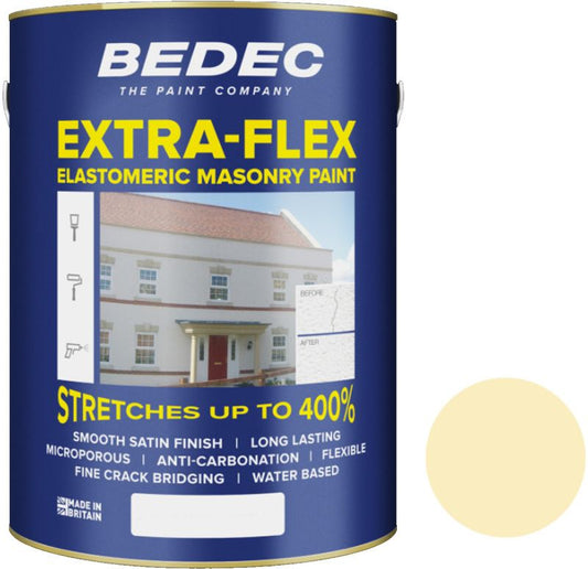 BEDEC EXTRA-FLEX SMOOTH MASONRY PAINT 5l BUTTERMILK BEDE2MBK004/46