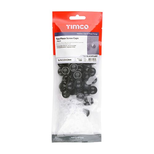 TIMCO PLASTIDOME SCREW CAPS (BAG 100) BLACK BLACKPLAST