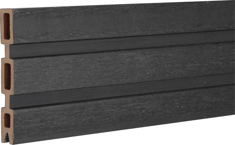 COMPLETE COMPOSITE SLATTED FENCING TOP BOARD 1830 x 135 x 20mm MIDNIGHT BLACK CCSFTBMB