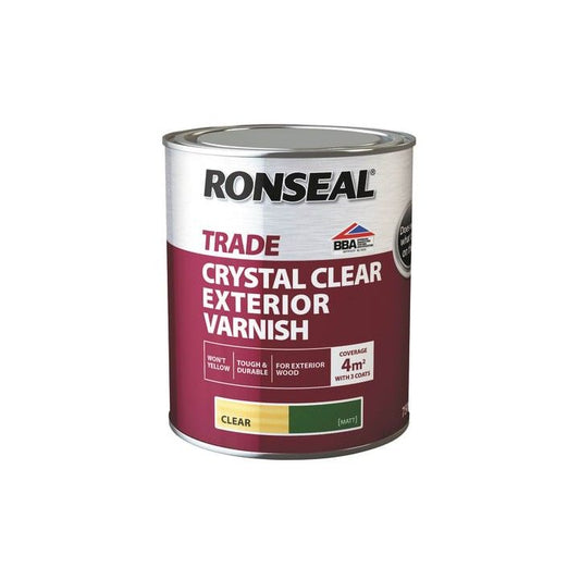 RONSEAL TRADE CRYSTAL OUTDOOR VARNISH 750ml MATT CLEAR 38595