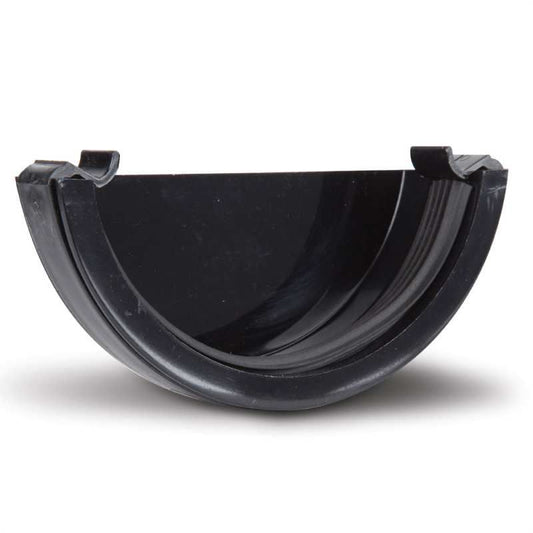 POLYPIPE RAINWATER 112mm HALF ROUND GUTTER STOP END EXTERNAL BLACK RR107B