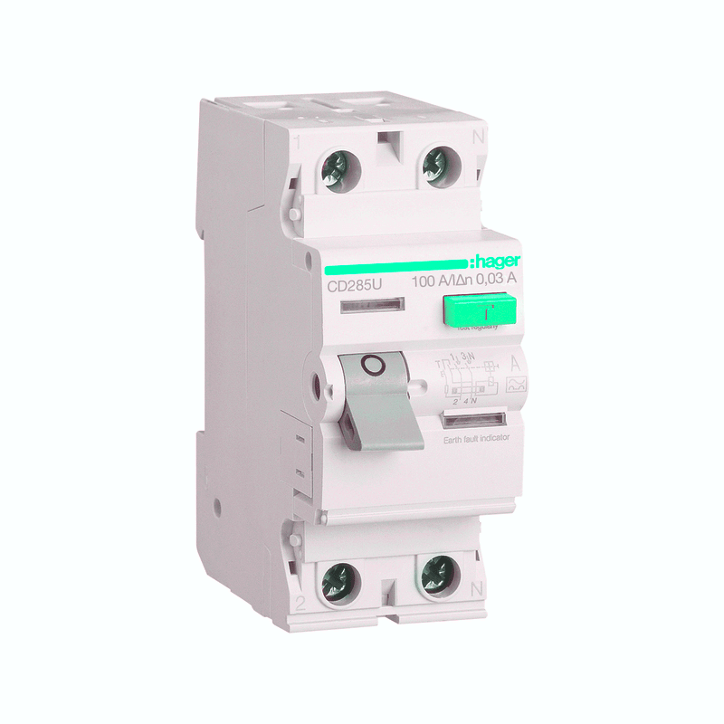 HAGER CD285U 100A DP RCD 30MA TYPE A
