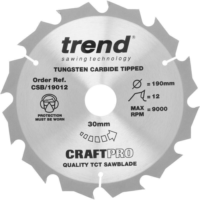 TREND CSB/19012 CRAFT SAW BLADE 190MM X 12T X 30MM