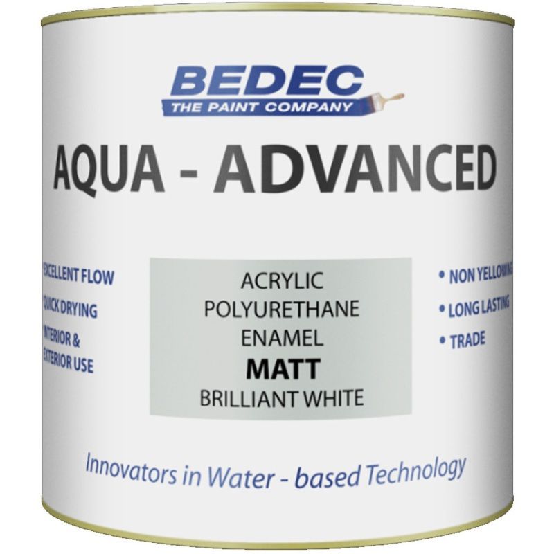 BEDEC AQUA ADVANCED ACRYLIC MATT 1l BRILLIANT WHITE BEDE2QD0002/38