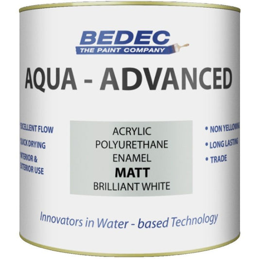 BEDEC AQUA ADVANCED ACRYLIC MATT 1l BRILLIANT WHITE BEDE2QD0002/38