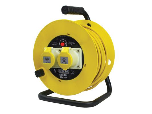 FAITHFULL FPPCR25ML25 2 SOCKET CABLE REEL 110v 16a 25m 2.5mm