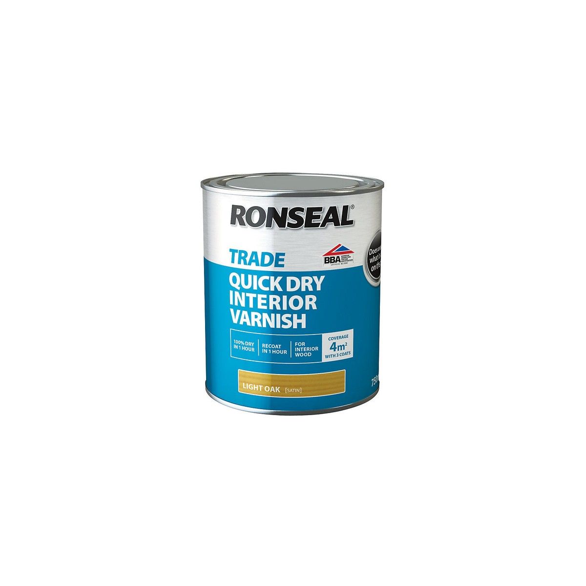 RONSEAL TRADE QUICK DRY INTERIOR VARNISH 750ml SATIN LIGHT OAK 38542