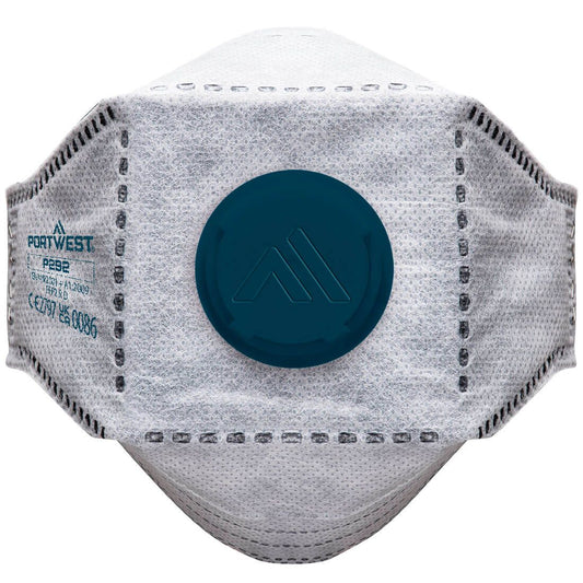 EAGLE FFP2 Valved Carbon Fold Flat Respirator (Pk10), , R, White