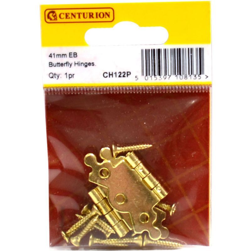CENTURION CH122P ELECTRO BRASSED 42mm BUTTERFLY HINGE PAIR