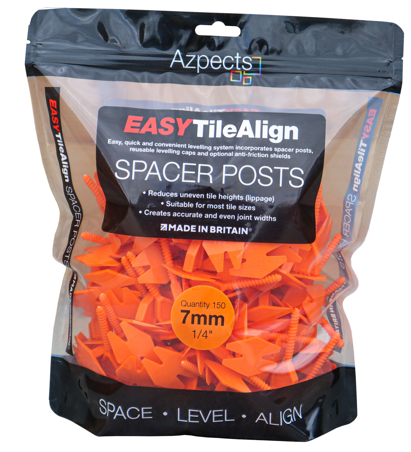 AZPECTS (DTS) EASYSCAPE EASYTILEALIGN SPACER POSTS 7mm (PACK 150) ORANGE 6516