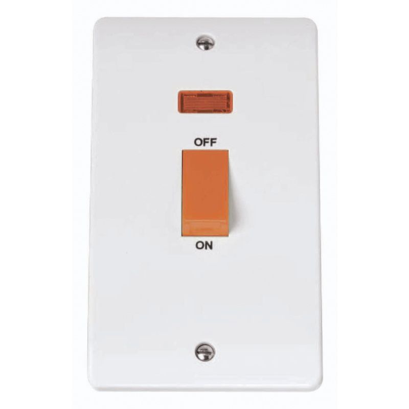 CLICK CMA203 2-GANG 2-POLE COOKER SWITCHED & NEON 45a