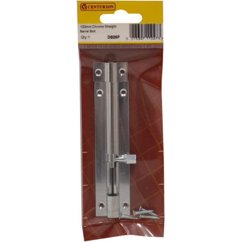 CENTURION DB26P CHROME PLATED STRAIGHT BARREL BOLT 100 x 25mm (1")