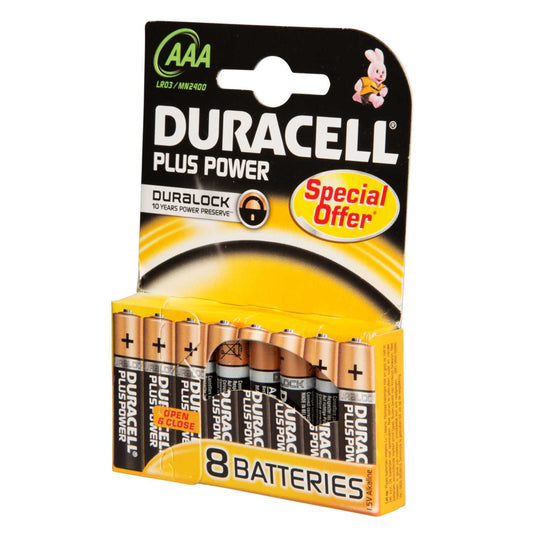 Duracell 1.5V AAA MN2400 Alkaline Battery (Pack of 8)