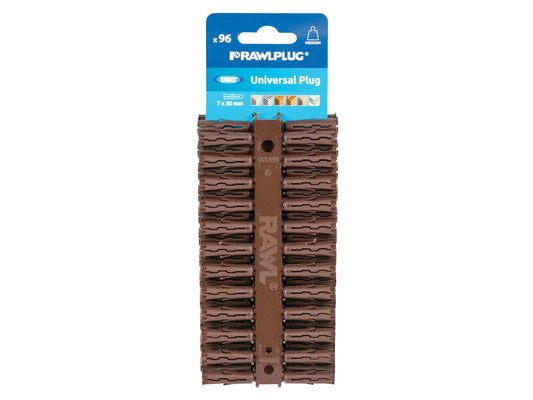 RAWLPLUG RAW68560 FIXING WALL PLUGS 7 x 30mm BROWN (PACK 96)