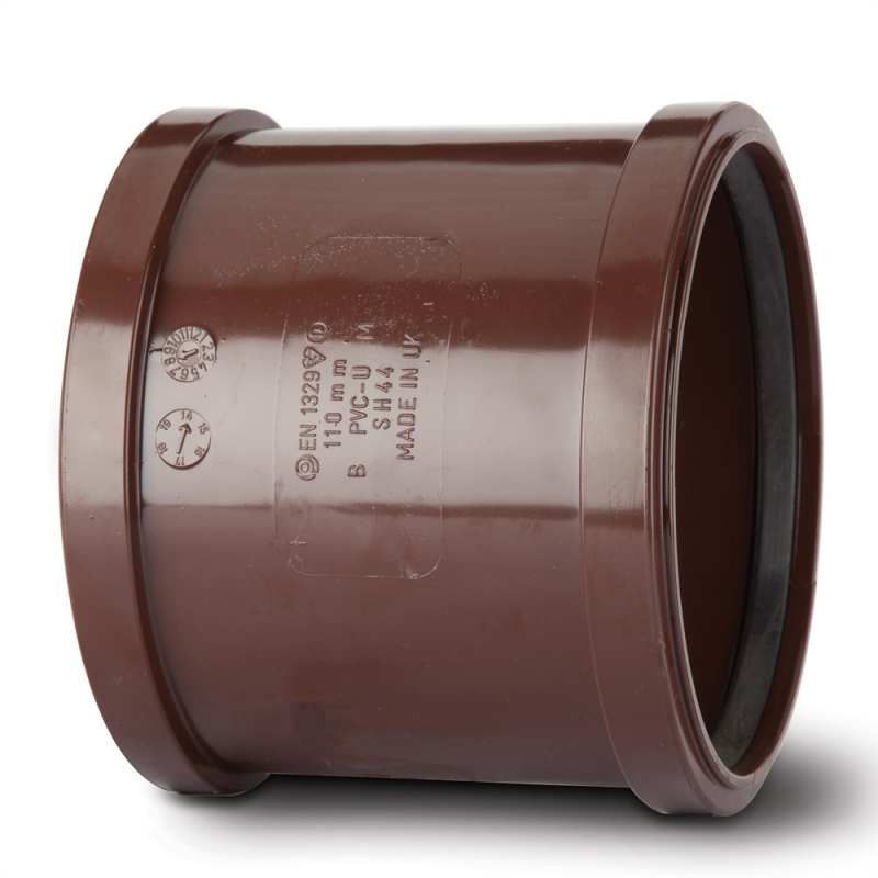 POLYPIPE SOIL DOUBLE SOCKET 110mm BROWN SH44BR