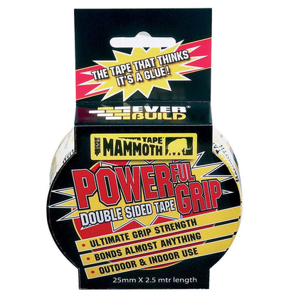Everbuild Mammoth Powerful Grip Double Sided Tape 2.5M x 50mm 2POWERGRIP50