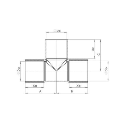 FLOWFLEX END FEED EQUAL TEE 22mm 5130.22