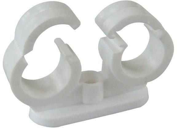 FM DOUBLE CLIP LOCK PIPE CLIP 15mm WHITE P103