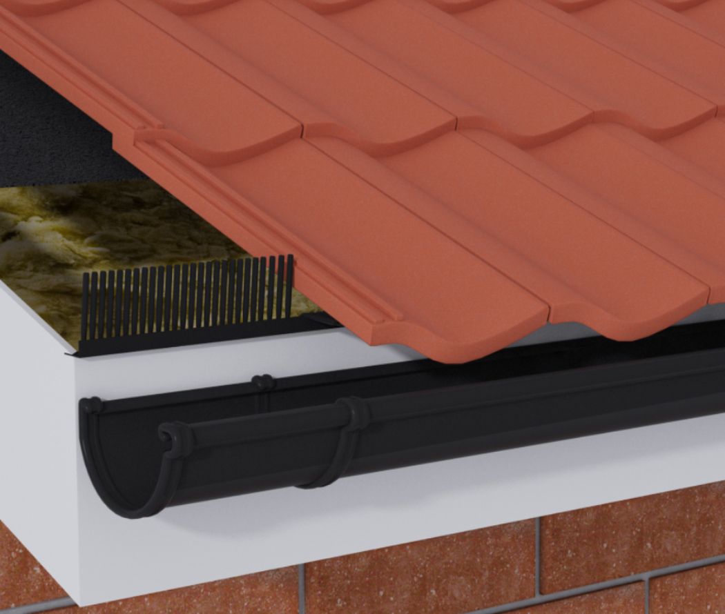 TIMLOC EAVES COMB FILLER FOR PROFILED ROOF TILES 1m BLACK 1136